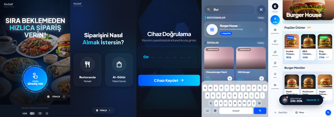 KioSelf app screen collage