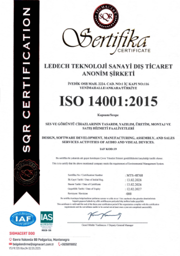 Sigmacert Certificate (Design, Software Development, Manufacturing, Installation, and Sales Services for Audio and Video Equipment)