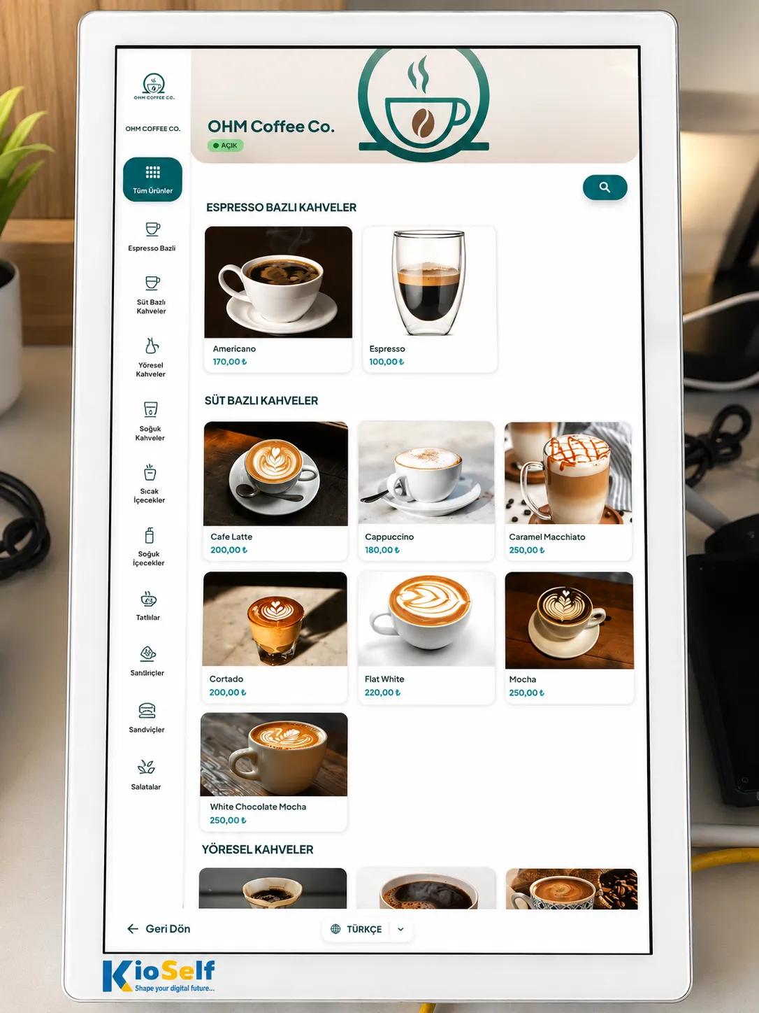 Sayfa blok ecrans menu board numerique